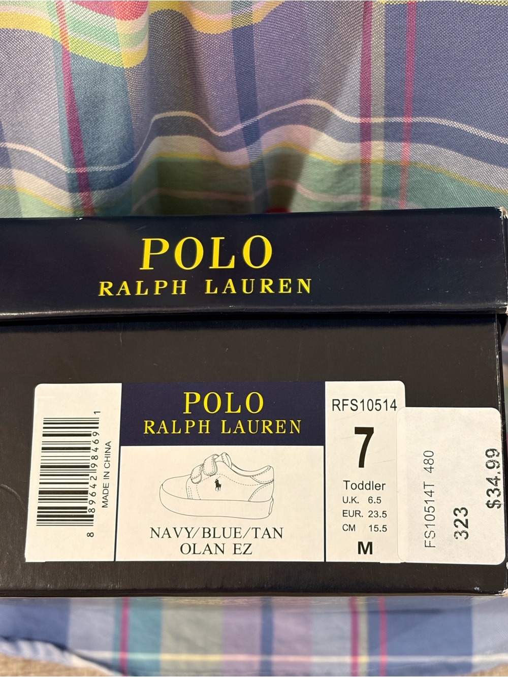 Polo Ralph Lauren Olan EZ Toddler Shoes in Navy, Blue & Tan in Size 7 - Picture 12 of 12